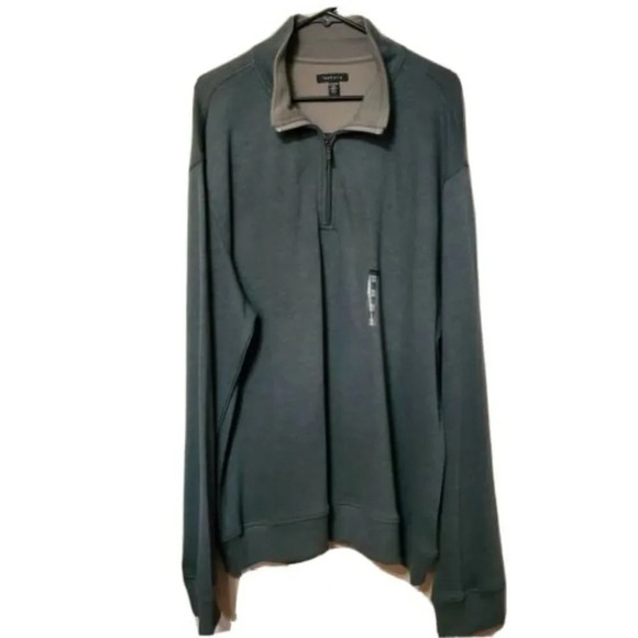 𝅺Van Heusen Mens Outerwear XXL Quarter Zip Pullover Hunter Green Mock Neck New - Picture 1 of 2